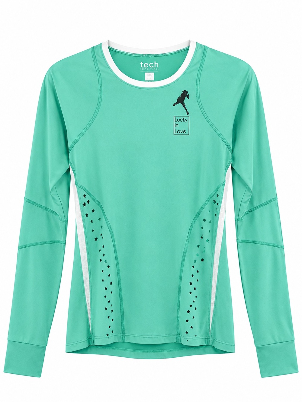 Lucky in Love Long-Sleeve Tech Tee in Mint